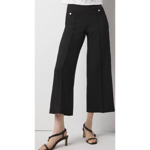 White House Black Market Cropped Wide Leg Black Pants Size 4 NEW MSRP $110